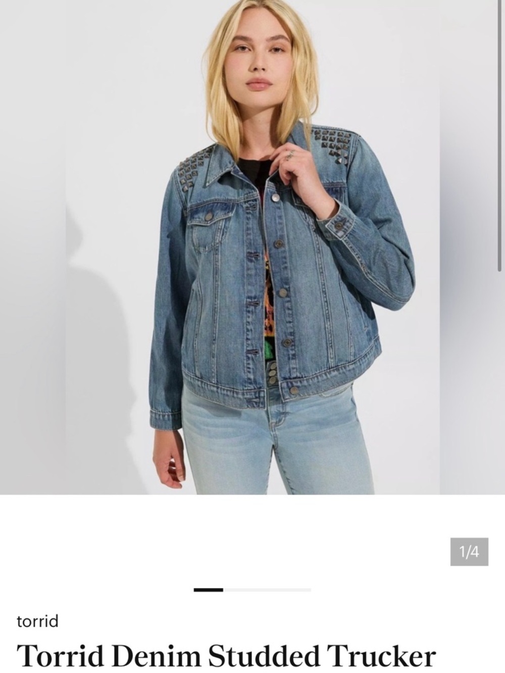 torrid Light Blue Denim Studded Trucker Jacket